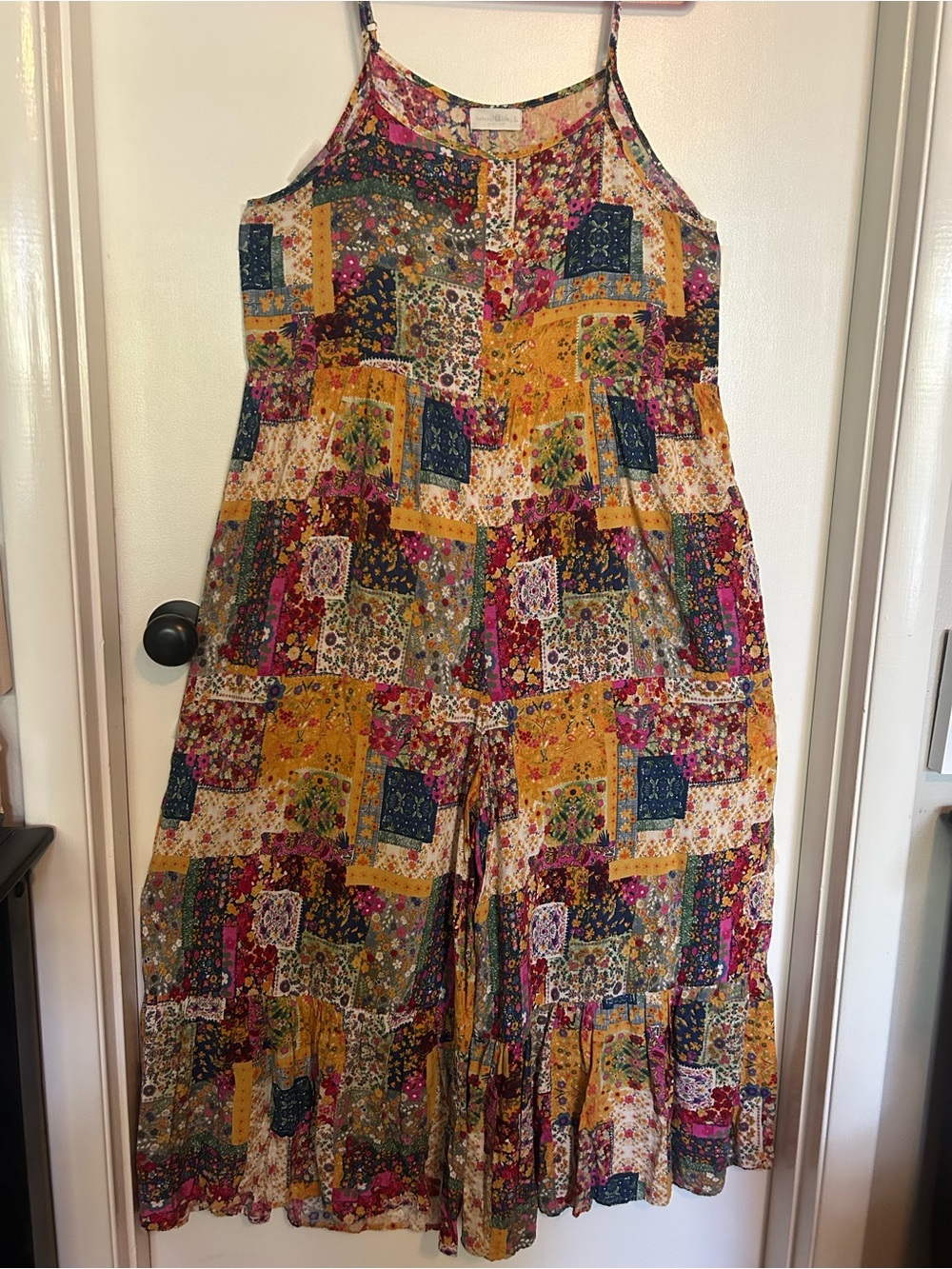 NATURAL LIFE Multicolor Zoe Wide-Leg Jumpsuit in Mandela Patchwork Print - Picture 9 of 12